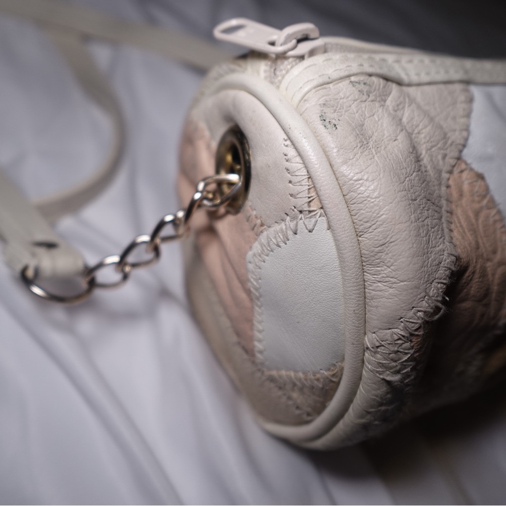 Elegant Vintage Patchwork Leather Mini Duffle Bag